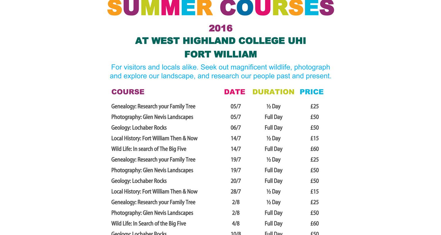 Large summer courses poster fort